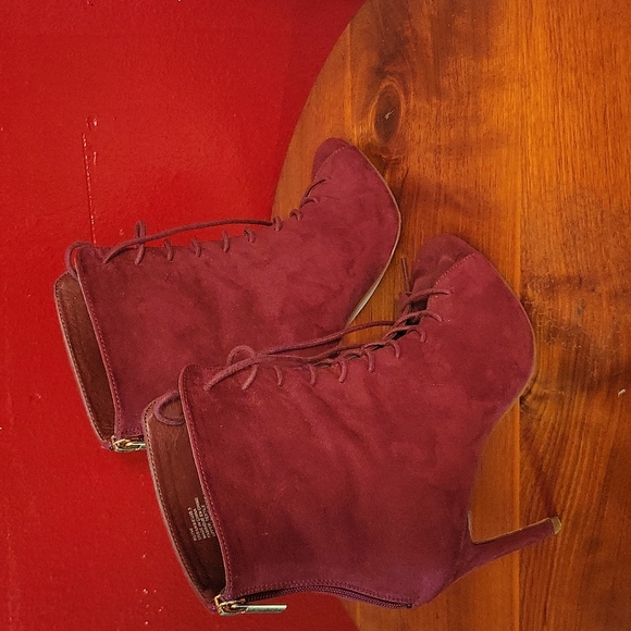 Just Fab Maroon-Lace up 4" Heels - Size 8.5 - Picture 3 of 7